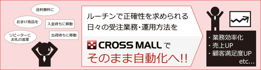 日々のルーチンで正確性を求められる受注業務・運用方法を「CROSS MALL」でそのまま自動化できます